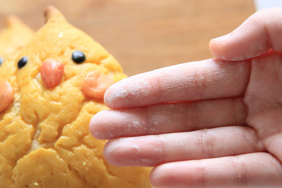 粉ふきオカメロンパン