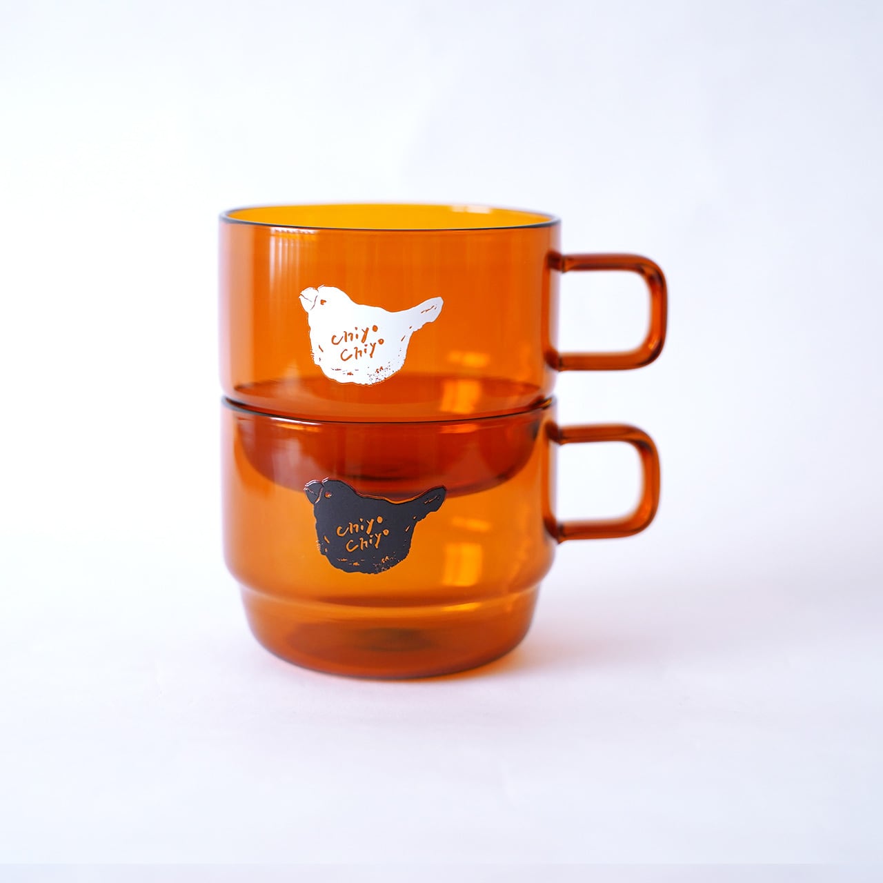 「珈琲と文鳥」：スタックガラスマグカップ