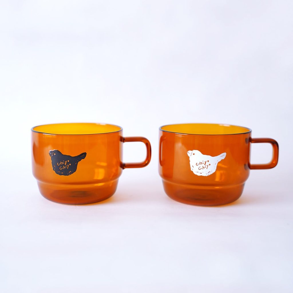 「珈琲と文鳥」：スタックガラスマグカップ