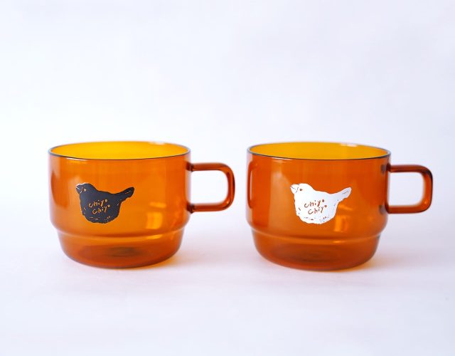 「珈琲と文鳥」：スタックガラスマグカップ